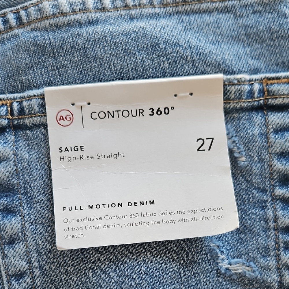 AG Blue High-Rise Straight Jeans